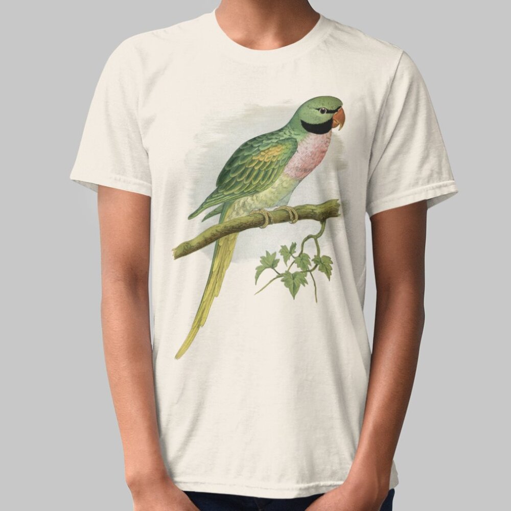 Red Breasted Parakeet VTG Parrot Print Short Sleeve Graphic Tee T-shirt S M L XL